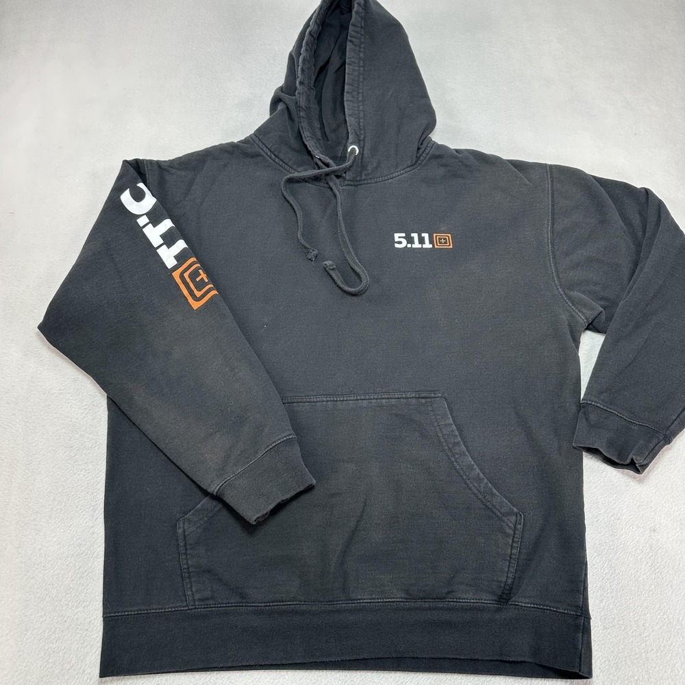 5.11 Tactical Hoodie Sweatshirt Mens Large Black Pullover Graphic Fleece
